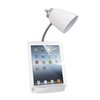 Limelights Gooseneck Organizer Desk Lamp with Holder and Charging Outlet, White LD1057-WHT